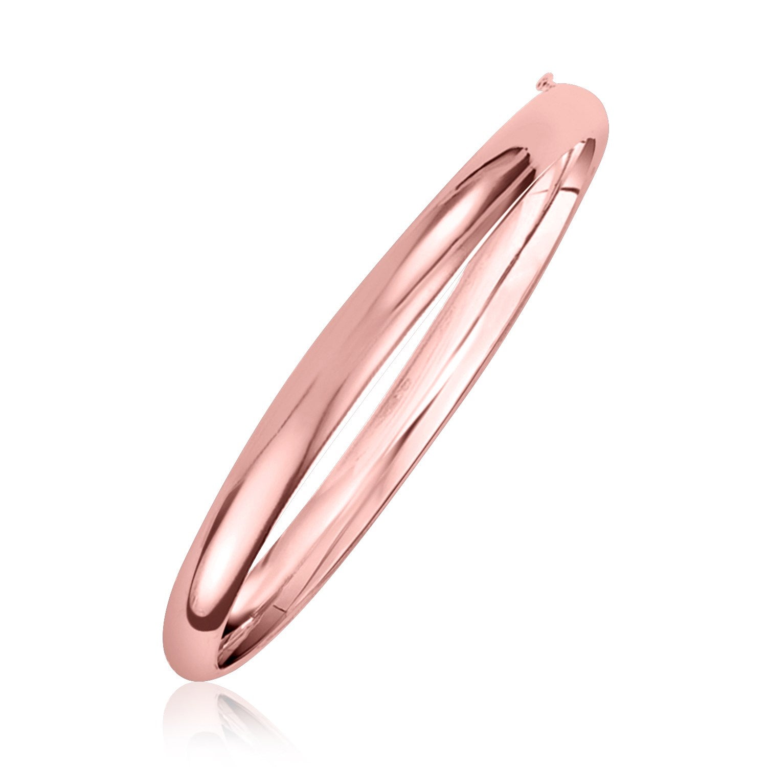14k Rose Gold Fancy Shiny Dome Bangle (5.00 mm) in a sleek high-contrast midnight luxury editorial style